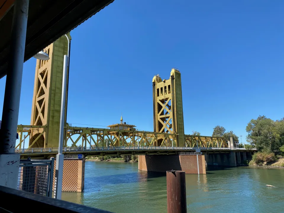 Sacramento Tower Bridge over the river, blue sky
