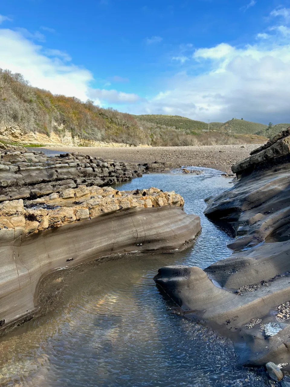 Sandstone tide pools in a sheltered cove